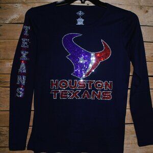 Texans rhinestone bling RN black  long sleeve shirt XS S M L XL…